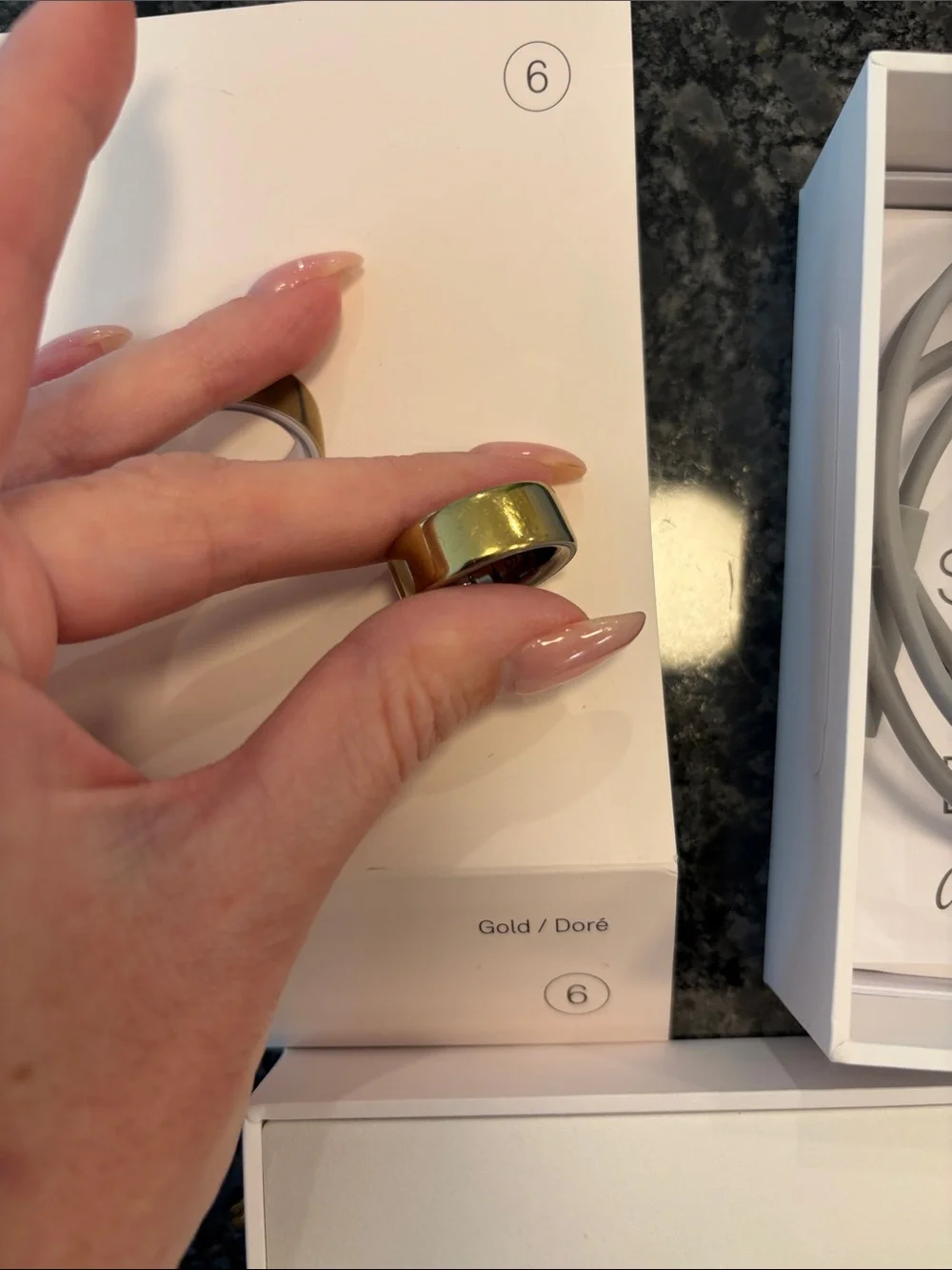 Oura Gold size 6 Ring Charger with Gray Dock Gen 4